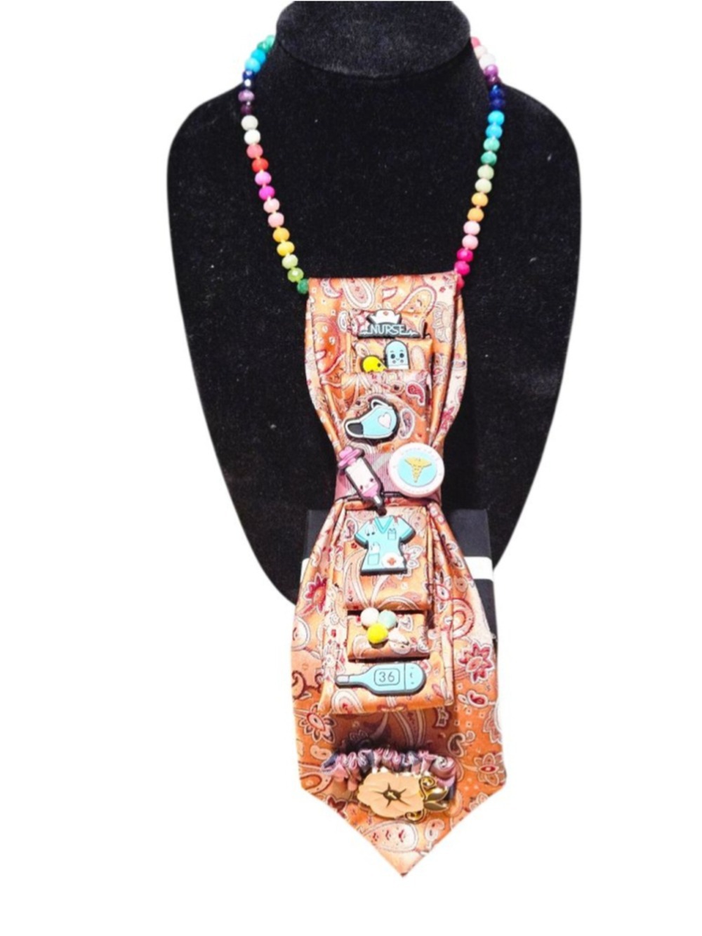 Women's Unbranded Pinkest Orange Multicolor Nurse Themed Tie Necklace - Picture 5 of 7